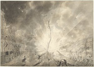 Katastrofa se střelným prachem v Leidenu, 12. ledna 1807 od Pieter Gerardus van Os (signed by artist)