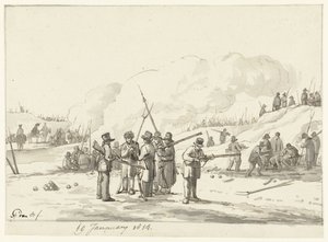 Táboření civilistů v dunách Severního Holandska, 19. ledna 1814 od Pieter Gerardus van Os (signed by artist)