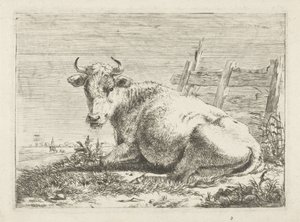Ležící kráva u plotu Krávy (název série) od Pieter Gerardus van Os