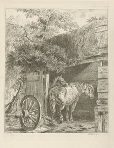 Dva koně ve stodole od Pieter Gerardus van Os