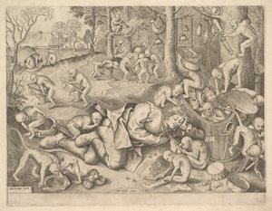 Kupec oloupený opicemi, 1562 od Pieter Heyden van der