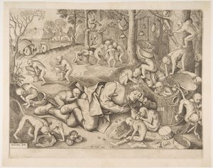 Kupec oloupený opicemi, 1562 od Pieter Heyden van der