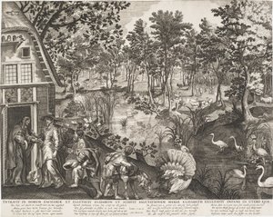 Návštěva v zalesněné krajině od Pieter II de Jode