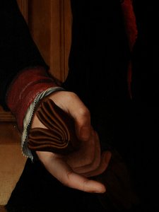 Detail portrétu Jana van Eyewervea od Pieter Jansz. Pourbus