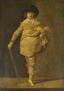 A Standing Cavalier, c.1630 (olej na panelu) od Pieter Jansz. Quast