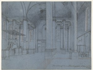 Pohled do interiéru Nieuwe Kerk, Haarlem, při pohledu z východního konce severní uličky při pohledu na západ od Pieter Jansz Saenredam