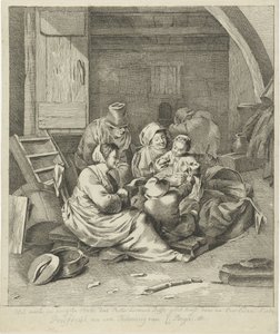 Interiér s rodinou farmáře od Pieter Leonard Delfos
