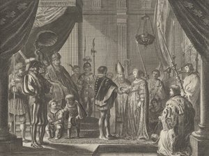 Deska 7: Sňatek Francisca I. de Medici a Johanny Rakouské, od Caspara Barlaeu..., 1638.