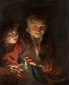 Stará žena a chlapec se svíčkami, c. 1616-1617.