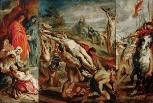 Náčrt Povýšení kříže pro triptych od Peter Paul Rubens