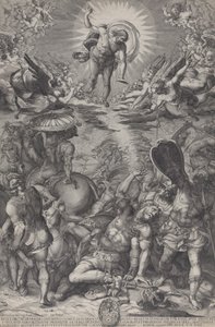 Obrácení Saula, který leží na zemi obklopen koňmi a vojáky jako Kristus..., 1583