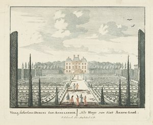 Pohled na venkovský dům Clingendael v Haagu Gesichte van het Famous Loo jako ostatní královské domy (název série) Admirandorum quadruplex spectaculum (název série)