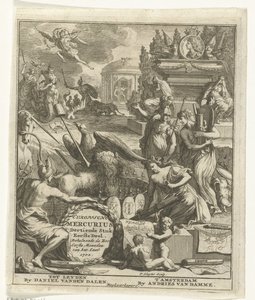 Titulní strana pro evropský Merkur z roku 1702 Evropský Merkur, třináctý díl, první díl. Obsahující šest prvních měsíců roku 1702 (název na objektu) od Pieter Sluyter