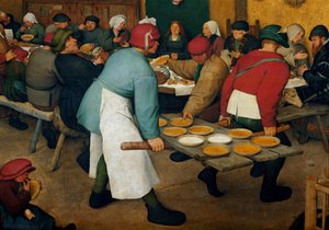 Detail líbánky. Talíře na tácu. Obraz Pietera Bruegela (nebo Bruegel nebo Brueghel nebo Brueghel) řekl první (1525-1569) od Pieter Bruegel the Elder