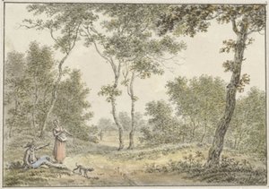 Lesní krajina s některými postavami od Pieter de Goeje