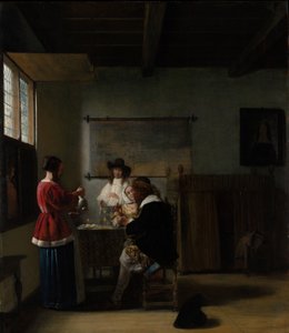 The Visit, c.1657 (olej na dřevě) od Pieter de Hooch