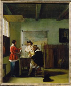 Návštěva (olej na dřevě) od Pieter de Hooch