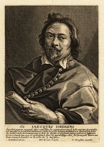 Portrét Jacquese Jordaense, vlámského malíře, kreslíře a návrháře tapisérií známého svými historickými obrazy, žánrovými scénami a portréty od Pieter de II Jode
