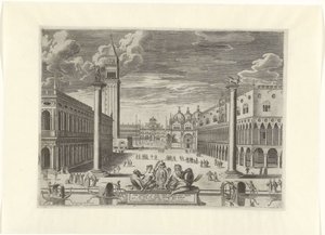 Pohled na Piazzetta v Benátkách, 1585 Vrbs Venetvm vt Nvlli (...) (název na objektu) od Pieter de Jode (I)