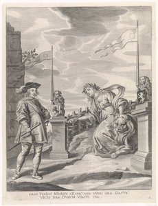 Ferdinand obdrží klíče od města od městské panny z Gentu Radostný vstup kardinála-Nemluvně v Gentu, 1635 (název série) od Pieter de Jode (II)