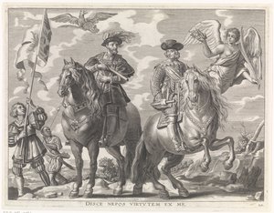 Karel V. a Ferdinand na koni Radostný vstup kardinála-Nemluvně v Gentu, 1635 (název série)
