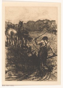 Farmář se dvěma orajícími koňmi od Pieter de Josselin