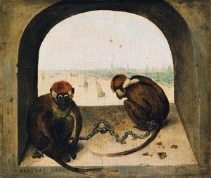 Dvě spoutané opice od Pieter Bruegel the Elder