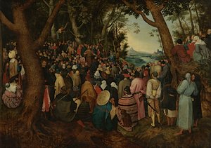 Svatý Jan káže davu (olej na desce) od Pieter the Younger (after) Brueghel