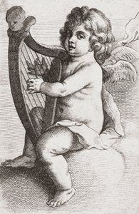 Dítě anděl hrající na harfu. od Pieter van Avont