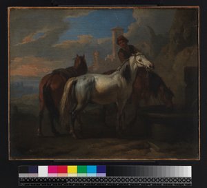 Koně pijící u fontány, před rokem 1720