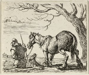 Farmář s koněm od Pieter van Laer