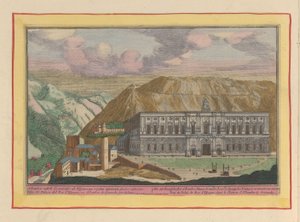 Pohled na palác Karla V. v Granadě Africký hrad Alhambre, v Granade; obnovený španělskými králi; van vooren (název na objektu) Theatrum Hispaniae (...) (název série) od Pieter van den Berge