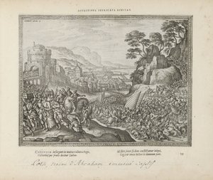 Lot wordt wegvoeder uit Sodom Náklonnost zapletená dobrota (titul na předmětu) Posvátné emblémy a hlavní historie obou zákonů (Oude Testament) (název série) Obrázky a figurky knih (název série) od Pieter van der Borcht (I)