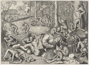 kramář okraden opicemi od Pieter van der Heyden
