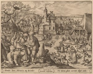 Zima od Pieter van der Heyden after Hans Bol