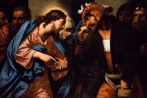Placení tributu, asi 1650/60 (olej na plátně) od Pietro (1605-78) Della Vecchia