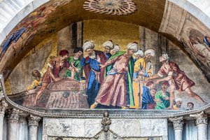 Převoz těla svatého Marka z Alexandrie do Benátek, kolem roku 1660 (mozaika) od Pietro (1605-78) Della Vecchia