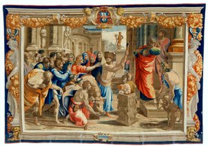 Tapiserie ze 17. století zobrazující Oběť z Lystry od Pietro 1579 1669 Fevère