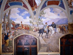 Setkání Viktora Emanuela II. s Giuseppem Garibaldim v Teanu od Pietro Aldi