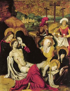 Depozice Krista neboli Pieta z Tangeru od Pietra Cavara (aktivní 1508-1538), tempera na panelu od Pietro Cavaro