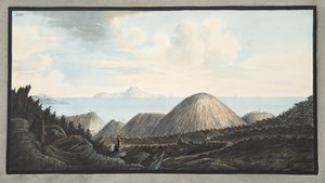 Pohled na současný stav malé hory zvednuté výbuchem v roce 1760, deska XIII, z „Campi Flegrei: Pozorování sopek na dvou Sicílii“, od Sira Williama Hamiltona od Pietro Fabris