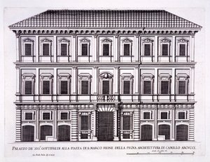 Palazzo Grazioli, Piazza San Marco, Řím, z „Palazzi di Roma“, část II, publikovaná v 70. letech 17. století