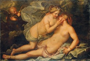 Jupiter v přestrojení za Dianu a nymfu Callisto