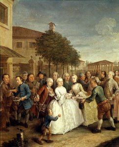 Párty ve vile Widmann, kolem 1750 (olej na plátně) od Pietro Longhi