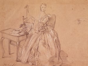Žena, která se točí (pastelka a bílá křída na papíře) od Pietro Longhi