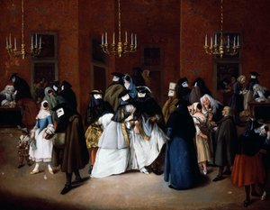 Ridotto z Benátek, kolem roku 1750 (olej na plátně) od Pietro Longhi