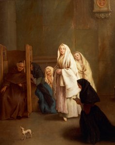Sedm svátostí: Zpověď, Pietro Longhi (1701-1785), olej na plátně, 61x50 cm, před 1755-57, od Pietro Longhi