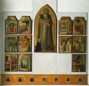 Oltářní obraz požehnané pokory od Pietra Lorenzettiho (kolem 1280-1348), tempera a zlato na panelu od Pietro Lorenzetti