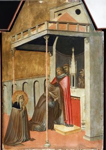 Ugolotti si vzal mnišský habit (detail polyptychového života svaté Pokory) - Detrempe na dřevě od Pietro Lorenzetti