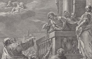 Kristus na balkóně obklopený strážemi, Pilát stojí napravo a ukazuje na tah..., ca. 1730-39.